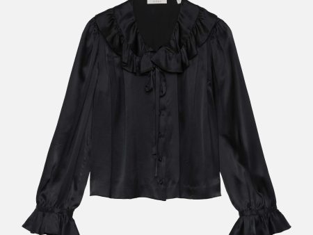 Solange Silk Top in Black on Sale