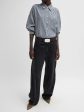 Viscose Gingham Oversized Shirt in Navy White Multi on Sale