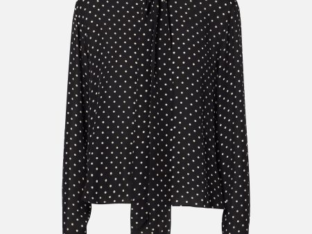 Silk Blouse in Black Polka Dot For Discount