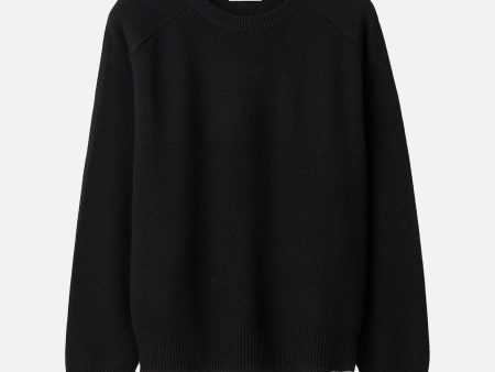 Boyfriend O-Neck Cashmere Sweater in Black Supply