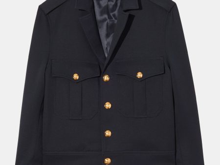 Lourdes Cropped Military Blazer in Midnight Sale