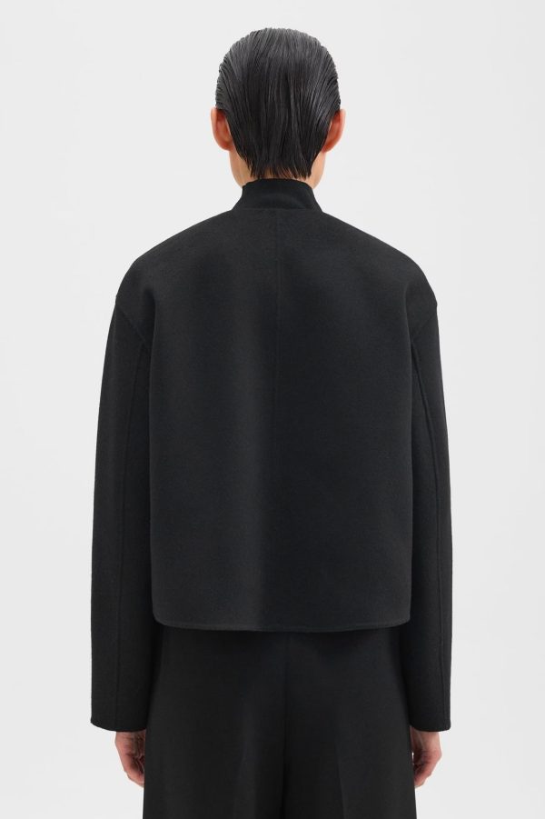 Rounded Crop Jacket in Black Online