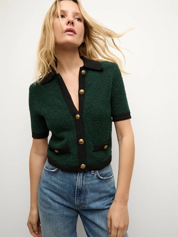 Marie Tweed Cardigan in Pine Sale