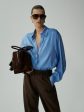 Classic Silk Shirt in Blue Hot on Sale