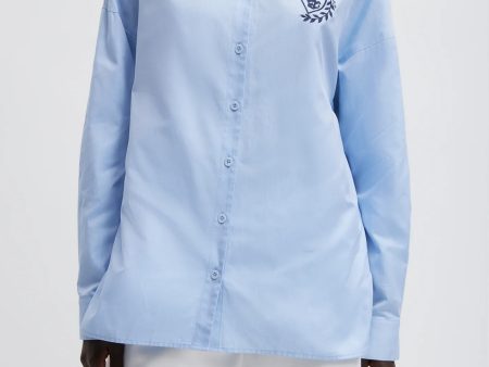 Oxford Crest Gabe Oversized Shirt in Light Blue For Sale