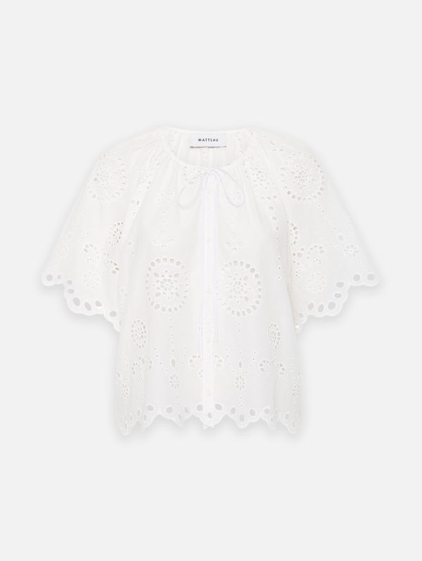 Broderie Blouse in White Online now