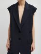 Tropical Wool Liam Vest in Navy Hot on Sale