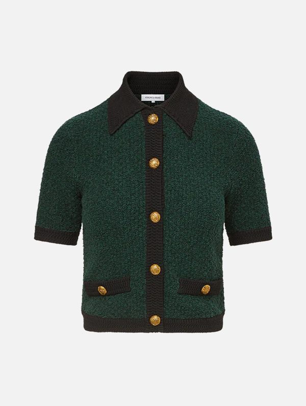 Marie Tweed Cardigan in Pine Sale