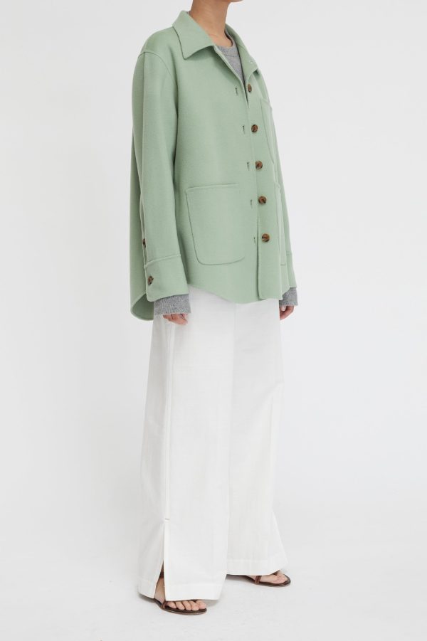 Florentine Cashmere Shirt Jacket in Seafoam Online Hot Sale