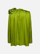 Classic Silk Flower Blouse in Green Hot on Sale