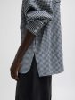 Viscose Gingham Oversized Shirt in Navy White Multi on Sale