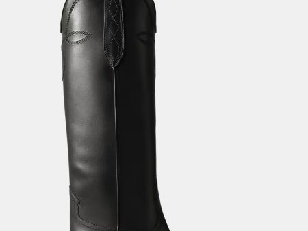 Dallas Knee High Boot in Black Leather For Discount