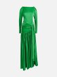 Gathered Satin Gown in Emerald Cheap