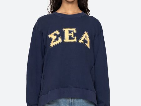 Adonis Embroidery Sweatshirt in Navy For Discount