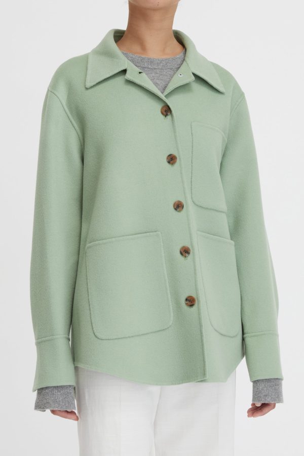 Florentine Cashmere Shirt Jacket in Seafoam Online Hot Sale