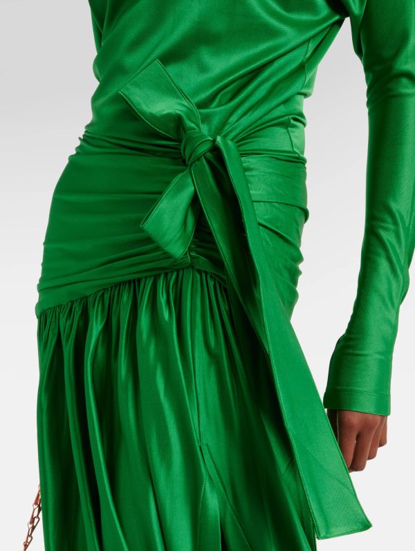 Gathered Satin Gown in Emerald Cheap