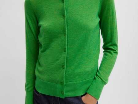 Skinlike Mercerized Wool Cardigan in Green Sale