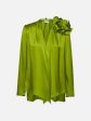 Classic Silk Flower Blouse in Green Hot on Sale