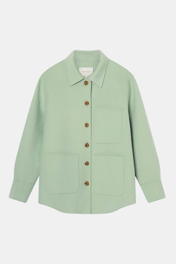 Florentine Cashmere Shirt Jacket in Seafoam Online Hot Sale