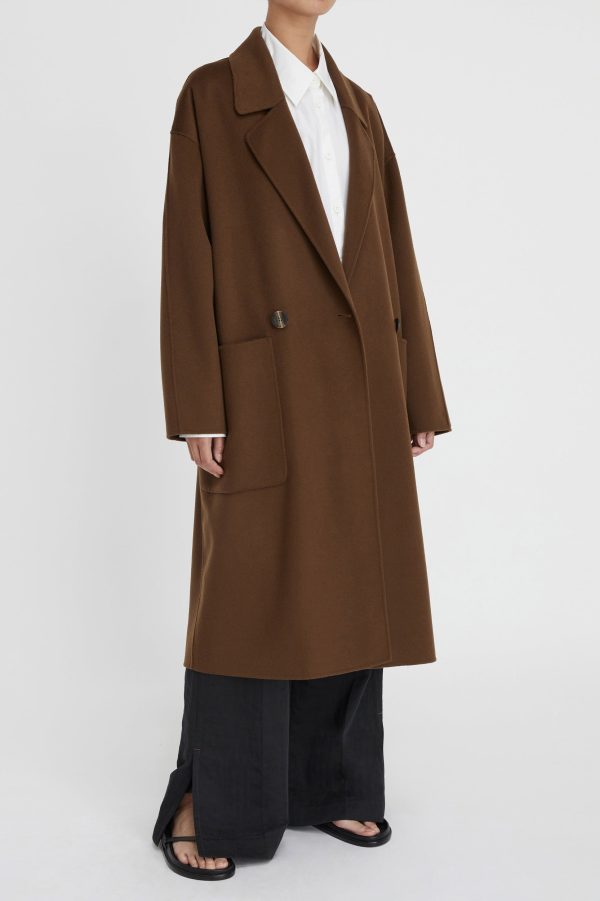 Florentine Cocoon Coat in Pecan Supply