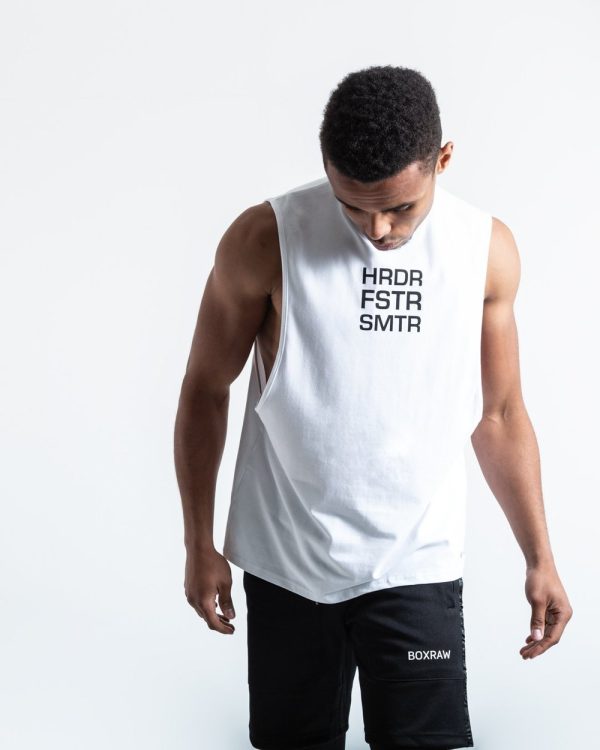 HRDR FSTR SMTR MUSCLE TANK - WHITE on Sale