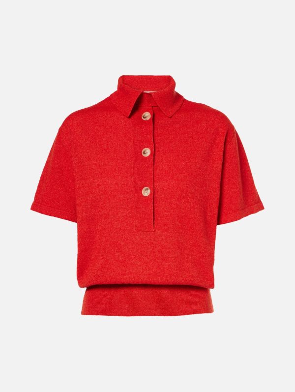 Straccio Knitted Polo in Red For Sale