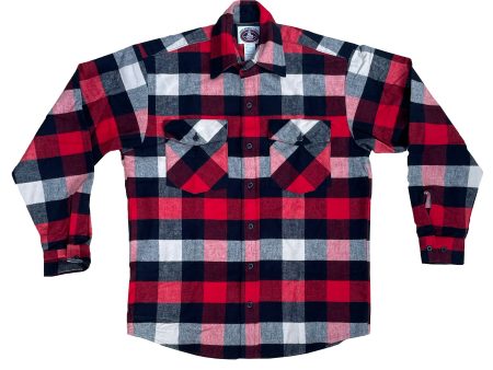 Mens Flannel Button Shirt - Red, White, & Black Buffalo Online