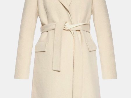 Chevron Wool Coat in Cream For Cheap