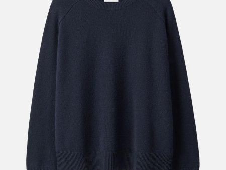 Boyfriend O-Neck Cashmere Sweater in Navy Online Sale