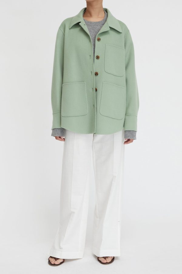 Florentine Cashmere Shirt Jacket in Seafoam Online Hot Sale