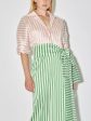 Claire Stripe Dress in Grass Green & Blush Pink Cheap