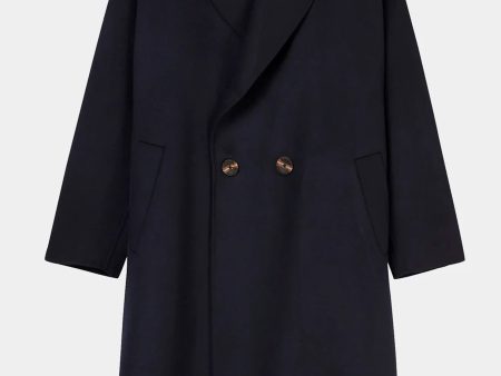 Florentine Cocoon Coat in Navy Online now