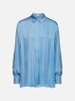 Classic Silk Shirt in Blue Hot on Sale