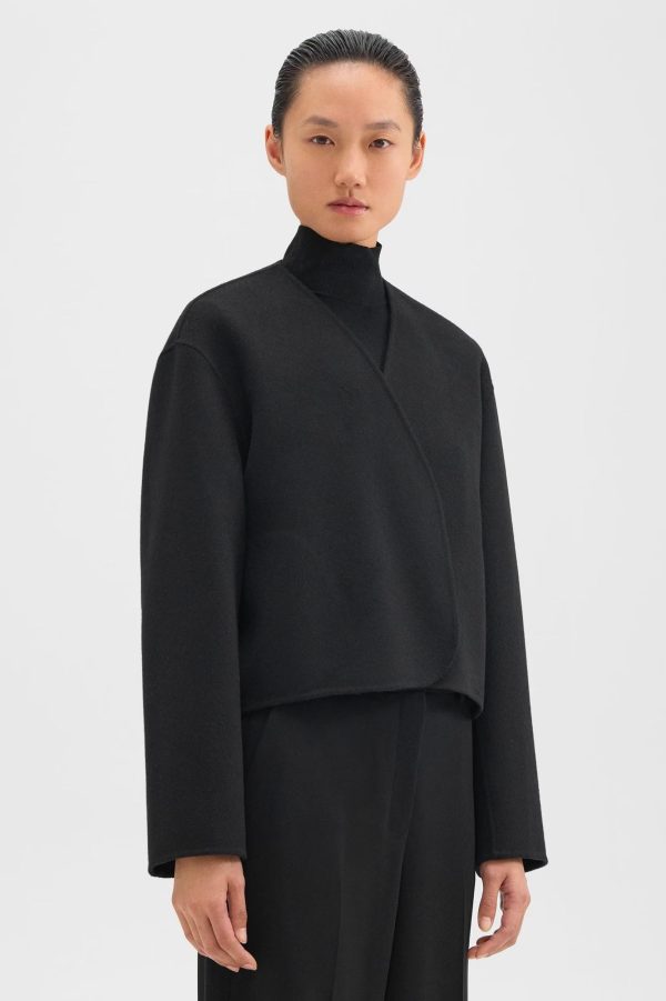 Rounded Crop Jacket in Black Online