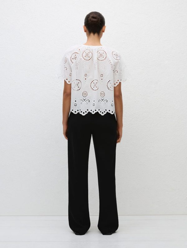 Broderie Blouse in White Online now