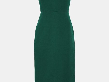 Asymmetric Wool Silk Midi Dress in Green For Sale