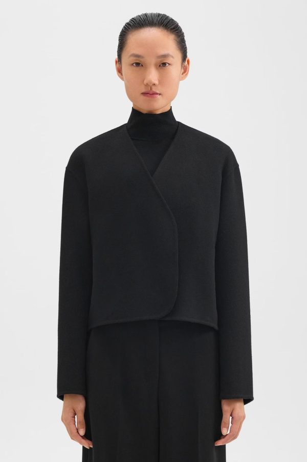 Rounded Crop Jacket in Black Online