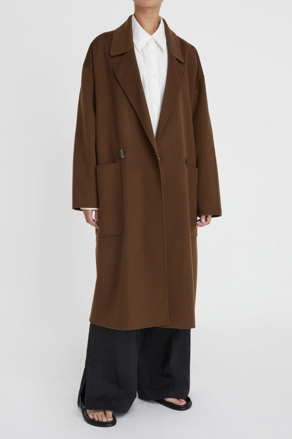 Florentine Cocoon Coat in Pecan Supply