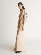 Annette Silk Drape Dress in Peach Floral For Sale