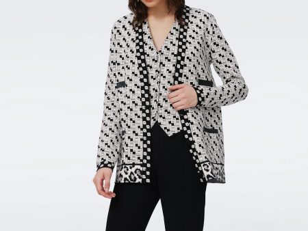 Korbin Knit Jacquard Cardigan in Ivory Links Online