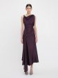 Asymmetric Draped Midi Dress in Fig Fashion