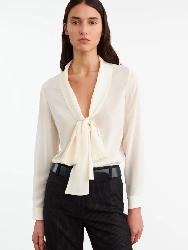 Angelique Silk Blouse in Ivory For Discount