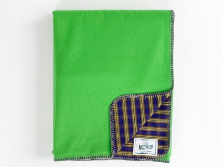 Flannel-Lined Wool Throw - Light Green Discount