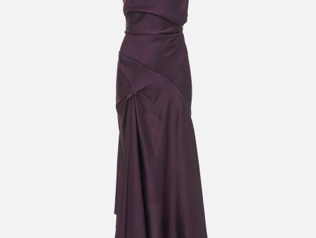 Asymmetric Draped Midi Dress in Fig Fashion