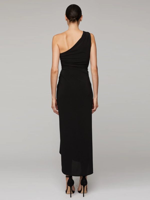 Caroline One Shoulder Dress in Black Supply