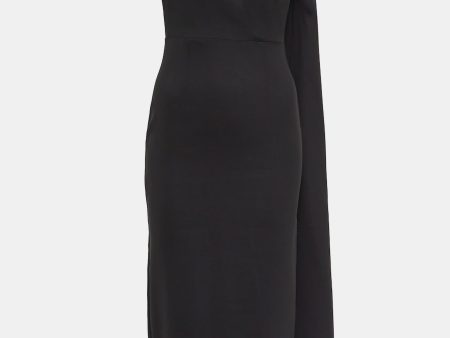 Asymmetric Stretch Cady Midi Dress in Black Online Sale