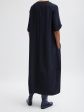 4 Ply Silk T-Shirt Dress in Dark Navy Hot on Sale