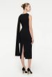 Asymmetric Stretch Cady Midi Dress in Black Online Sale