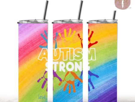 20 oz Skinny Tumbler Autism Strong For Discount