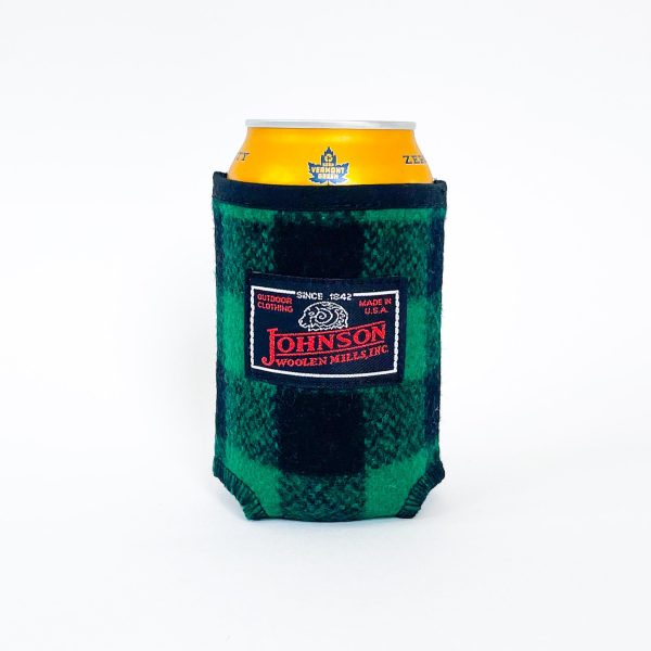 Wool Koozie - Green & Black Buffalo Check For Discount